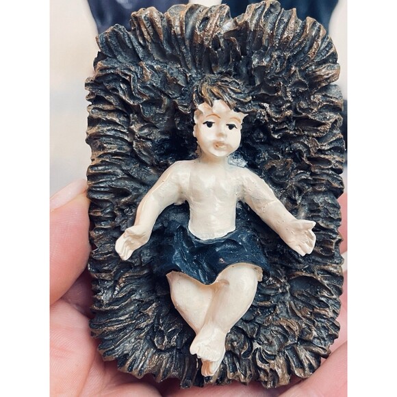 Vintage Resin Nativity Set 10 Pc Jesus Mary Joseph Wise Men Diamond Collection - Picture 7 of 7